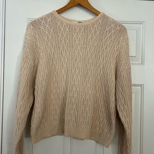 Talbots Tan Cable Knit Crew Neck Sweater